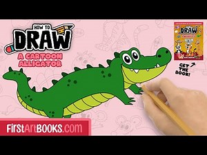 How To Draw A Cartoon Alligator 🐊 Step-by-Step Drawing Tutorial | FirstArtBooks.com