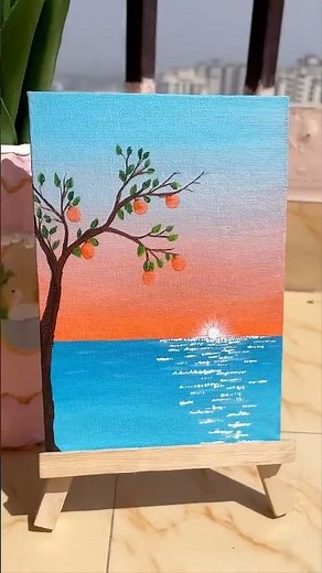 “Golden Hour Beach” Easy Acrylic Painting Tutorial🎨 Simple Painting for Beginners #art #painting