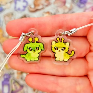 Mini Alien Puppy and Kitty Keychain Set / 1in Glitter Double-sided Space Animal Charms / Cute Kawaii Dog and Cat Keychains - Etsy