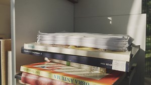 Stacked library books - Free Stock Video