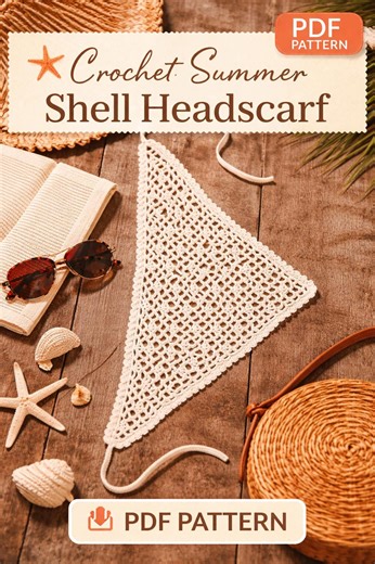 Easy Shell Headscarf Crochet Pattern, Beginner Boho Bandana (PDF Download) - Etsy
