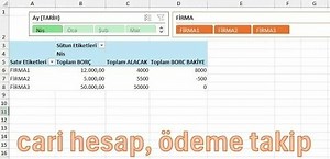 Excel cari hesap - ödeme takip