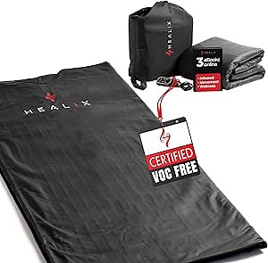 Healix Infrared Sauna Blanket Zero EMF | Portable Home Sauna Blanket for Relaxation & Wellness | Far Infrared Heating, Adjustable Temp (77–176°F), Carbon Fiber Heating, Zipper Seam