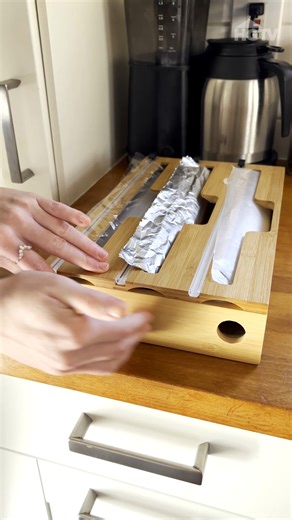 We love a space-saving tool! 👏 This handy wrap organizer allows you to easily access and cut your plastic wrap, aluminum foil and wax paper all in one. Get yours now: https://amzlink.to/az0ueUp4l05am #HGTVShopping⁠ (Prices and availability may change, and we may make 💰 from these links.) | HGTV