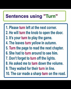 4.6K views · 71 reactions | Learn English sentences using the word "Turn" Learn English vocabulary #learnenglishhere #dailyenglish #vocabulary #English #englishteacher #englishtips | English Learning | Facebook