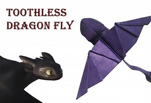 【Yellow Paper Origami】无牙仔折纸教程How to Make Origami Toothless Dragon Fly