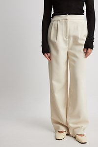 High Waist Deep Pleated Suit Pants Offwhite