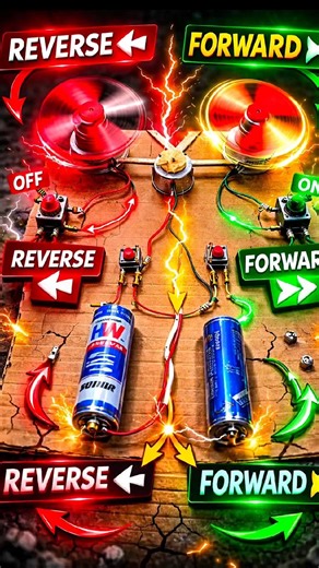 DC Motor Forward Reverse System 😱Simple DIY Science Project #dly #dcmotor #experiment #schoolproject