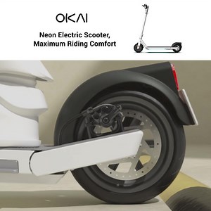 OKAI Neon Electric Scooter maximizes your riding comfort. ✅ Customized light bars for lighting the way ✅ 25miles max range16mph top speed ✅ Responsivie braking and shocking absorbing ✅ One click to fold ✅ IPX5 water&dust resistance ✅ Responsive braking and shocking absorbing | OKAI