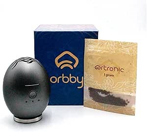 Orbby Scent Diffuser Starter Kit | Portable Mini Desk Diffuser for Office: Electric Incense Diffuser, Rechargeable Cordless Air Freshener for Home – Flameless (Gray with 1g Agarwood Pellets)