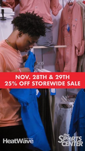 🚨🚨 Our Biggest Sale of the Year 🚨🚨 This Friday & Saturday, jump into the holiday season with the biggest sale of the year at The Sports Center and HeatWave Surf & Swim! For two days only, enjoy an incredible: 25% OFF STOREWIDE Exclusions apply to net and discount items. Friday, Nov. 28th & Saturday, Nov. 29th Take advantage of 25% off storewide to check off your holiday shopping list and grab the styles, gear, and gifts you love. But hurry, this sale only lasts two days! No codes. No hoops. 