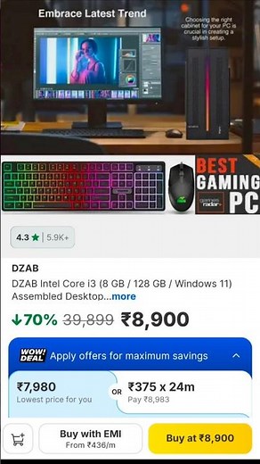 Budget gaming PC ⌨️ 🖱️ flipkart amazon DZAB ENTWINO RIONIX TAJ punta ivomi fingers