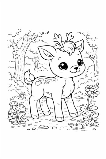 Cute Jungle Animals Coloring Page Printable, Giraffe Monkey Deer Kids Coloring Sheet, Digital Download - Etsy