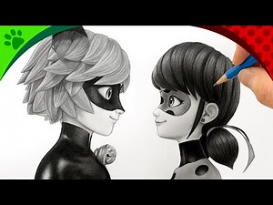 Drawing Miraculous🐞Ladybug & Catnoir together from disney. step by step with pencil sketch