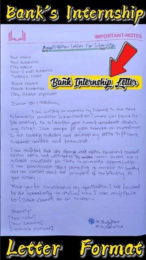 Bank's Internship Letter Formats 2024 || Application Letter for Bank's #internship #letters