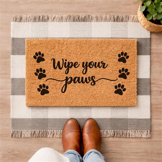Funny Wipe Your Paws Coir Doormat: Farmhouse Welcome Mat - Etsy