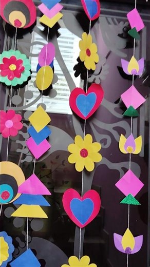 window strings#how to make paper flowers, shapes and strings#papercraft #art #schooldecoration