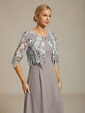 Women's Lace Tops Elegant Romantic Crew Neck Gray Summer 2025 - $59.99