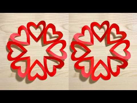 【簡単折り紙】可愛いハート飾りの折り方💖七夕飾りや部屋のデコレーションに！手作り工作｜How to make Origami Heart Garland | 摺紙 串心 | 종이접기 하트