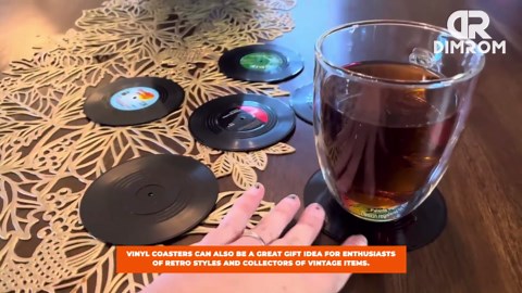 6Pcs Vinyl Record Coasters for Drinks - 4.1" Retro Gift Record Player Coasters for Desk - Durable and Heat-Resistant Mini Vinyl Records Set for 80s Decor in Home, Bar, Kitchen or Office