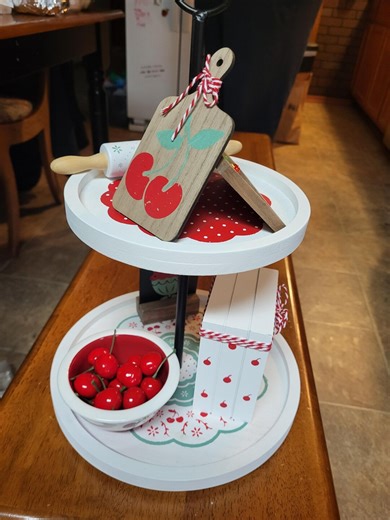 Tiered Tray With Accessories Decorative Cherry Theme - Etsy