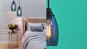 Dark Blue Seeded Glass Pendant Lamp Shade 4.72" Art Glass chandeliers Cover Mini Oval Light Shade Replacement Shade Only Light Fixtures for Kitchen Island Pendant Light 1-Pack