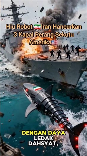 hiu robot iran hancurkan 3 kapal perang sekutu amerika #perairansomalia #hiurobot #iranvsamerika