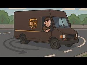 UPS driver gets stuck trying to make a U-turn🤦