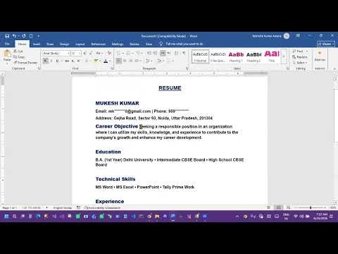 Resume Formatting in MS Word | Create Professional Resume Step by Step