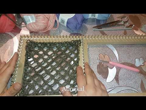 Square frame loom 3x3 openwork braided stitch tutorial Atavikal