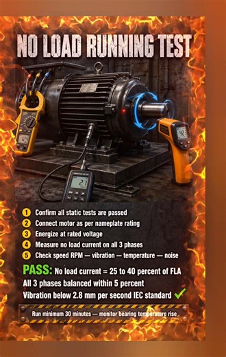 Motor No Load Running Test ⚡ Procedure & Acceptance Criteria Explained