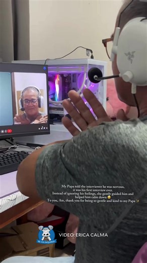 'IT'S NEVER REALLY HARD TO BE KIND' 🥹💗 WATCH: A daughter from Lubao, Pampanga, expressed her appreciation to an interviewer who helped her father calm his nerves during an interview for a benefit program. Erica Calma told the Inquirer that her father, Rudy, is usually calm and nonchalant, but when he admitted he felt nervous, his interviewer promptly guided him through a self-soothing technique.