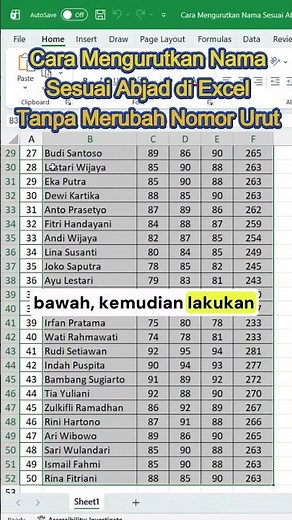 How to Sort Names Alphabetically in Excel Without Changing the Sequence Number #computertutorial ...