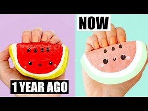 HOMEMADE SQUISHY REMAKE | DIY WATERMELON SQUISHY - MEMORY FOAM & PUFFY PAINT