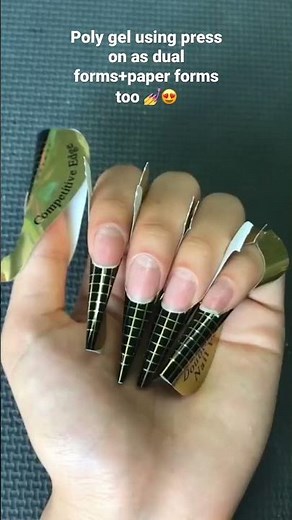Poly gel using press on as dual forms+paper forms too 💅😍