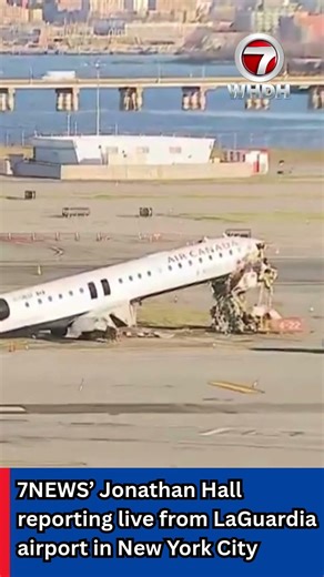7NEWS' Jonathan Hall reporting live from New York City's LaGuardia airport
