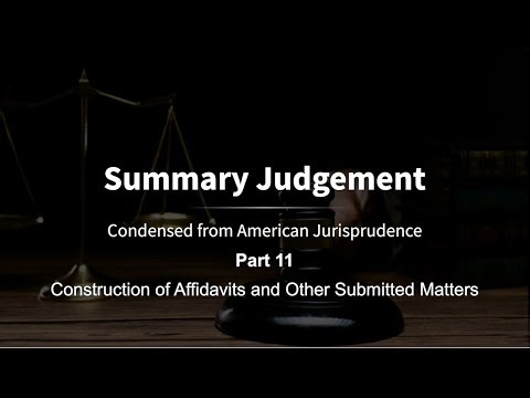 Summary Judgement, Part 11 - Construction of Affidavits and Other Submitted Matters - AmJur