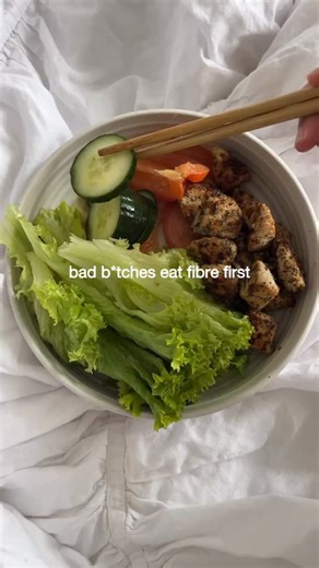 Kitchie Avrillen on Instagram: "Eating vegetables first, rather than protein, is recommended primarily to stabilize blood sugar levels and manage calorie intake. The fiber in vegetables acts as a “buffer” that slows down the digestion of carbohydrates, preventing sharp insulin spikes. It also promotes early satiety, helping to reduce overeating, particularly beneficial for weight management. #selfimprovement #healthyeating #selfcare"