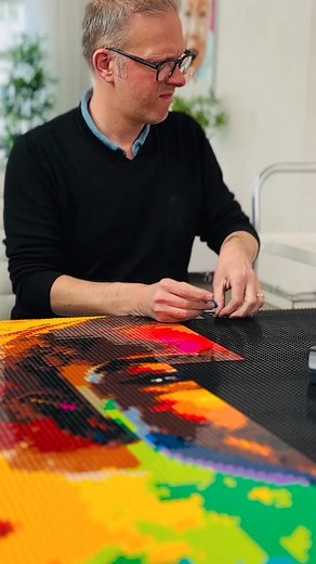 1.7K views · 29 reactions | Last teaser  I’ve just finished a huge new piece. Any idea what it’s going to be? Leave your guess in the comments  And check back tomorrow for the grand reveal! Royalty Free Music: Bensound.com/royalty-free-musicLicense code: E6FNNC9XHW6NYNBC #seankenneyart #artwithlegobricks #legoart #lego #legodots #popart #mosaic #mural #colorful #rainbow #sneekpeek #preview #sneakpreview | Sean Kenney's art with LEGO bricks | Facebook