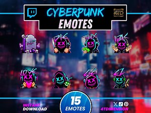 Cyberpunk Twitch Emotes Pack for Twitch, Animated and Static Emotes for Twitch, Kick. Gamer Neon Skulls Emoticons Bundle, Neon Animated. - Etsy