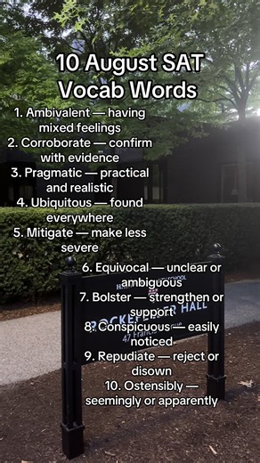 SAT Vocabulary List August 10 — 10 High-Value Words