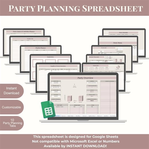 Party Planning Spreadsheet | 11 Tabs, Budget, Guest List (digital Download) | Parties, Events, & Celebrations - Etsy