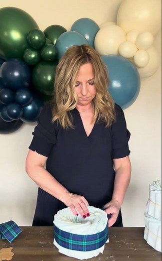 DIY Tartan Plaid Preppy Bear Tricycle Diaper Cake Tutorial #howto #diapercakes #polobabyshower