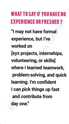 No Experience? Say THIS in Your Interview || Fresher“Best Answer for Freshers in Interviews|#ytshort