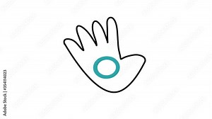 Diabetes Awareness. Blue circle in the palm. World Diabetes Day. Symbol of diabetes. Insulin dependence. Medical animation