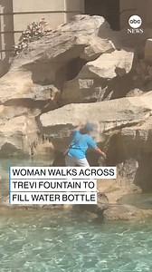344K views · 1.7K reactions | BAD IDEA: Woman stuns onlookers as she walks across the Trevi Fountain and uses one of Rome’s most iconic tourist attractions to fill up her water bottle. Eyewitness footage shows a guard blowing a whistle and eventually leading her away. https://abcn.ws/2Mp6pHp | ABC News | Facebook