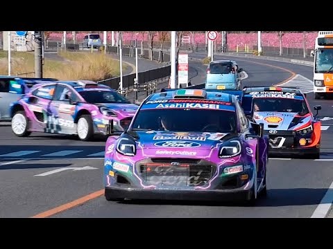 【RallyJapan】WRCのモンスターマシン達が街中を走行!!(1080p60fps)/Day1, On the way to the shakedown!!ラリージャパン