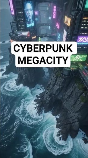 Cyberpunk Ocean Cliff Megacity | Futuristic Vertical City 🌆🌊