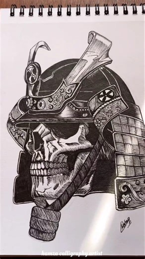 Drawing a Samurai Skull from Scratch ✍️🔥Wait for the Final Result... 💀⚔️