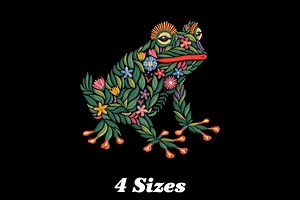 Floral Frog Machine Embroidery Design Instant Download File - Etsy